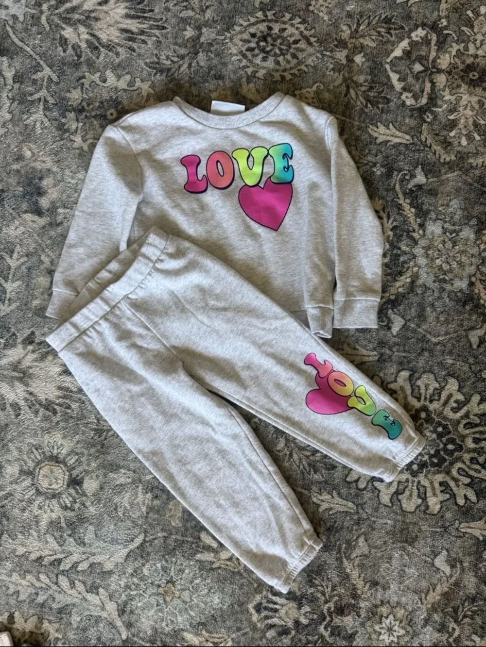 Toddler Grey 'Love' Sweatshirt and Joggers Set